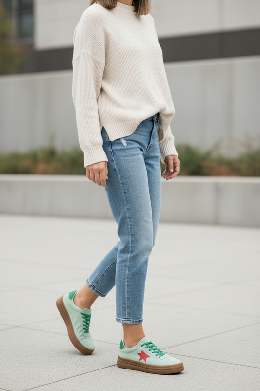 Baskets sneakers vert d'eau