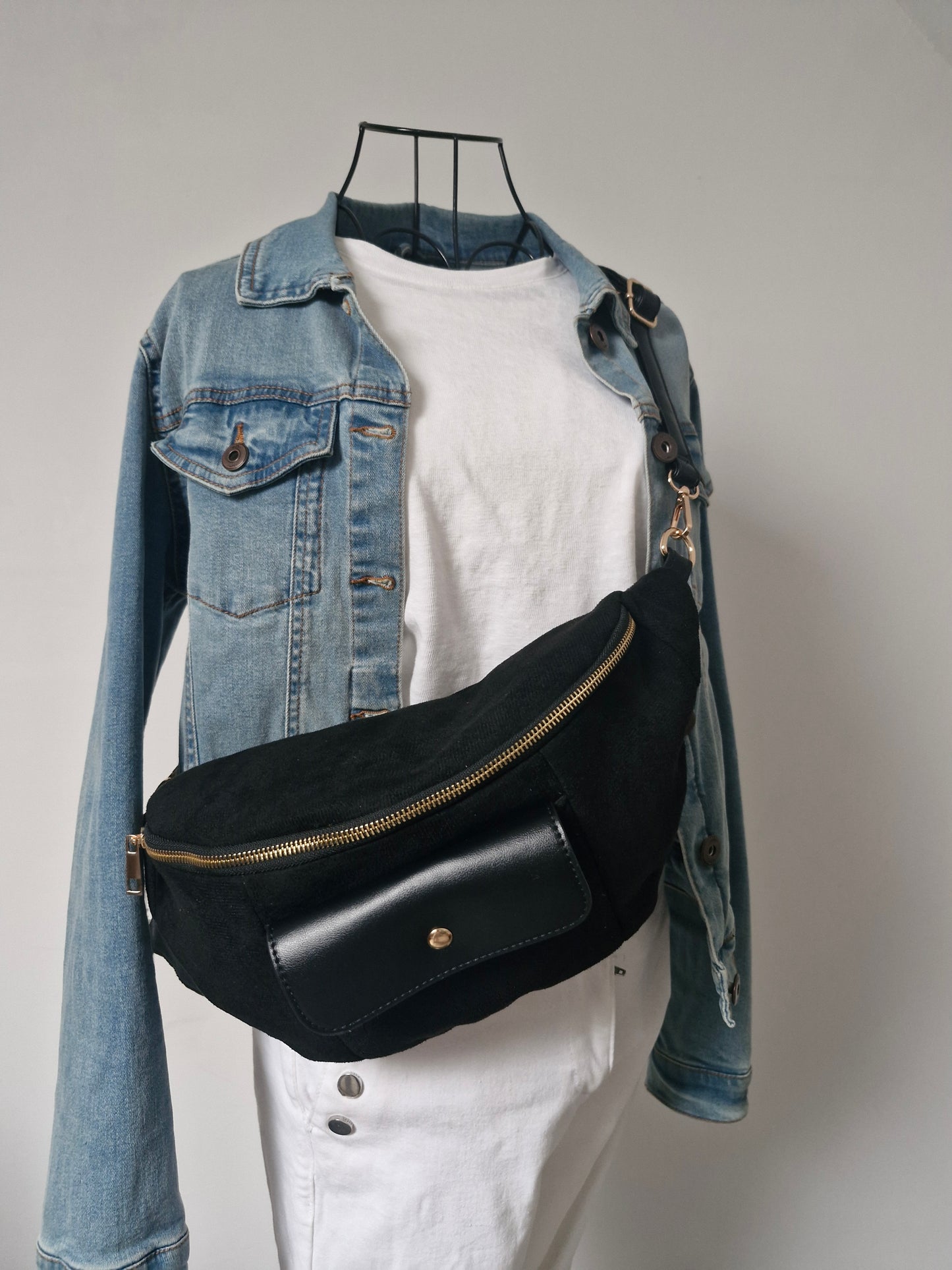 Grand sac banane en suédine