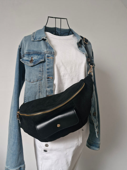 Grand sac banane en suédine