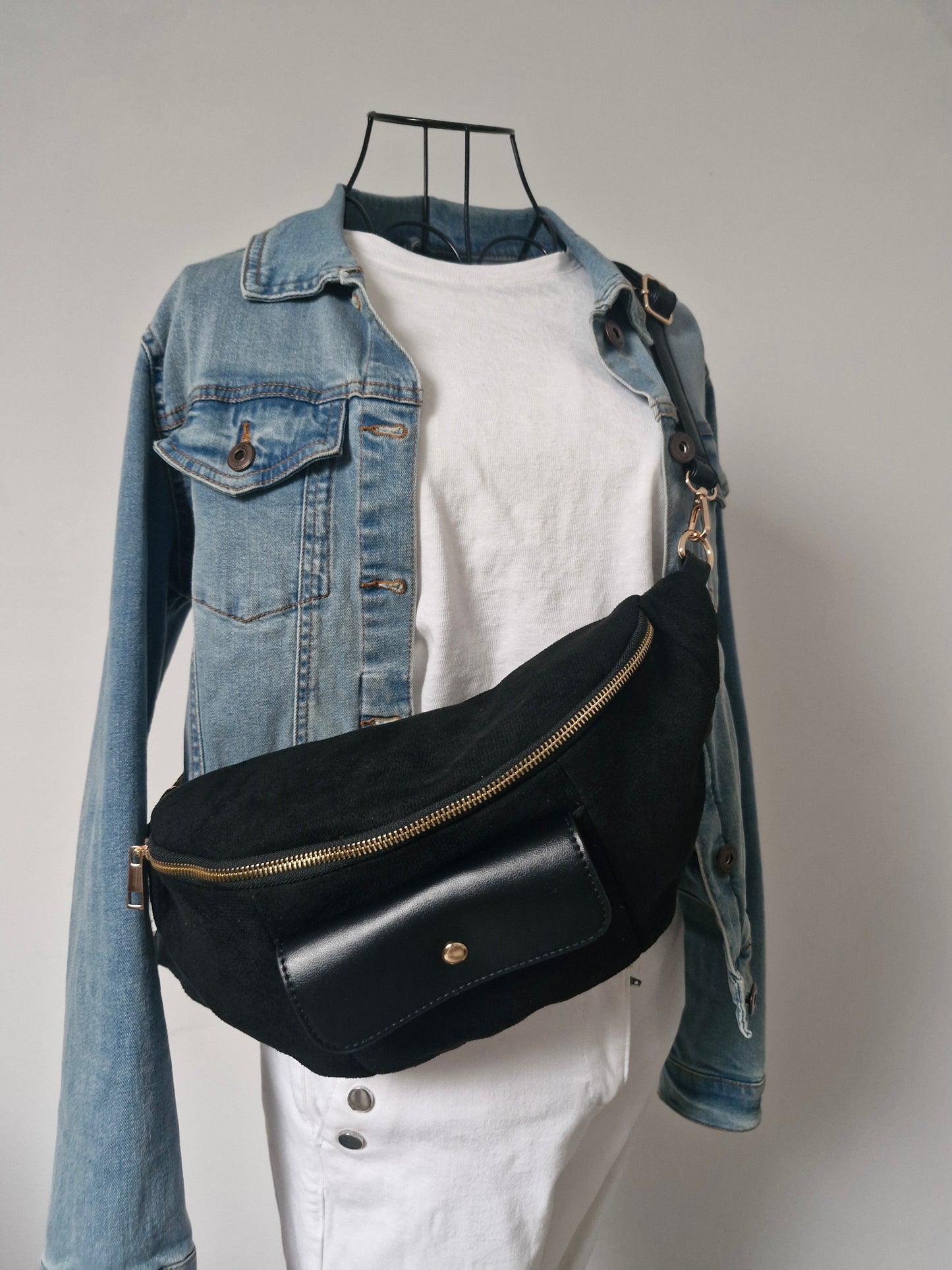 Grand sac banane en suédine