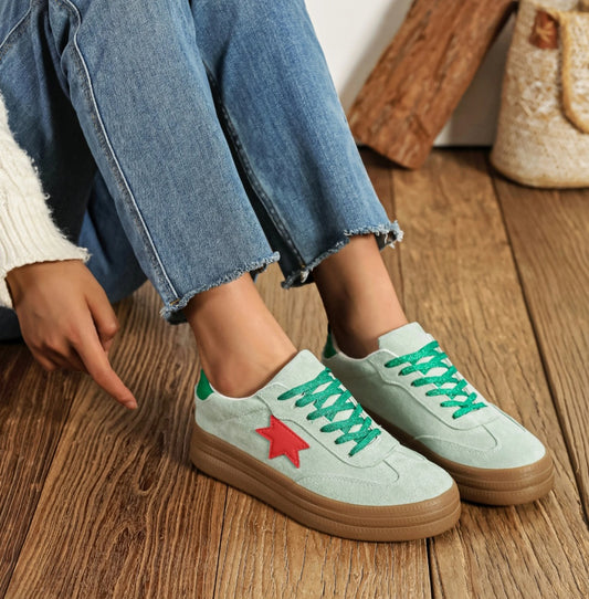 Baskets sneakers vert d'eau