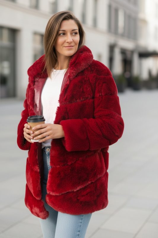 Manteau mi long rouge